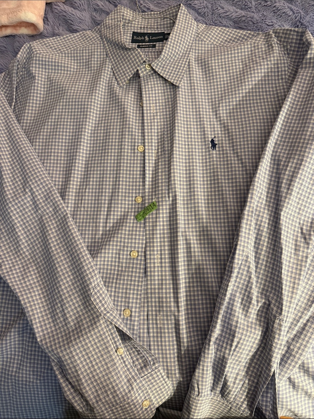 Ralph Lauren Blue and White Micro-Check Dress Shirt